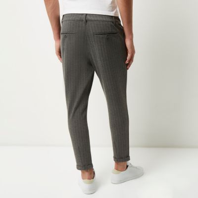 Grey Only & Sons pinstripe slim fit trousers